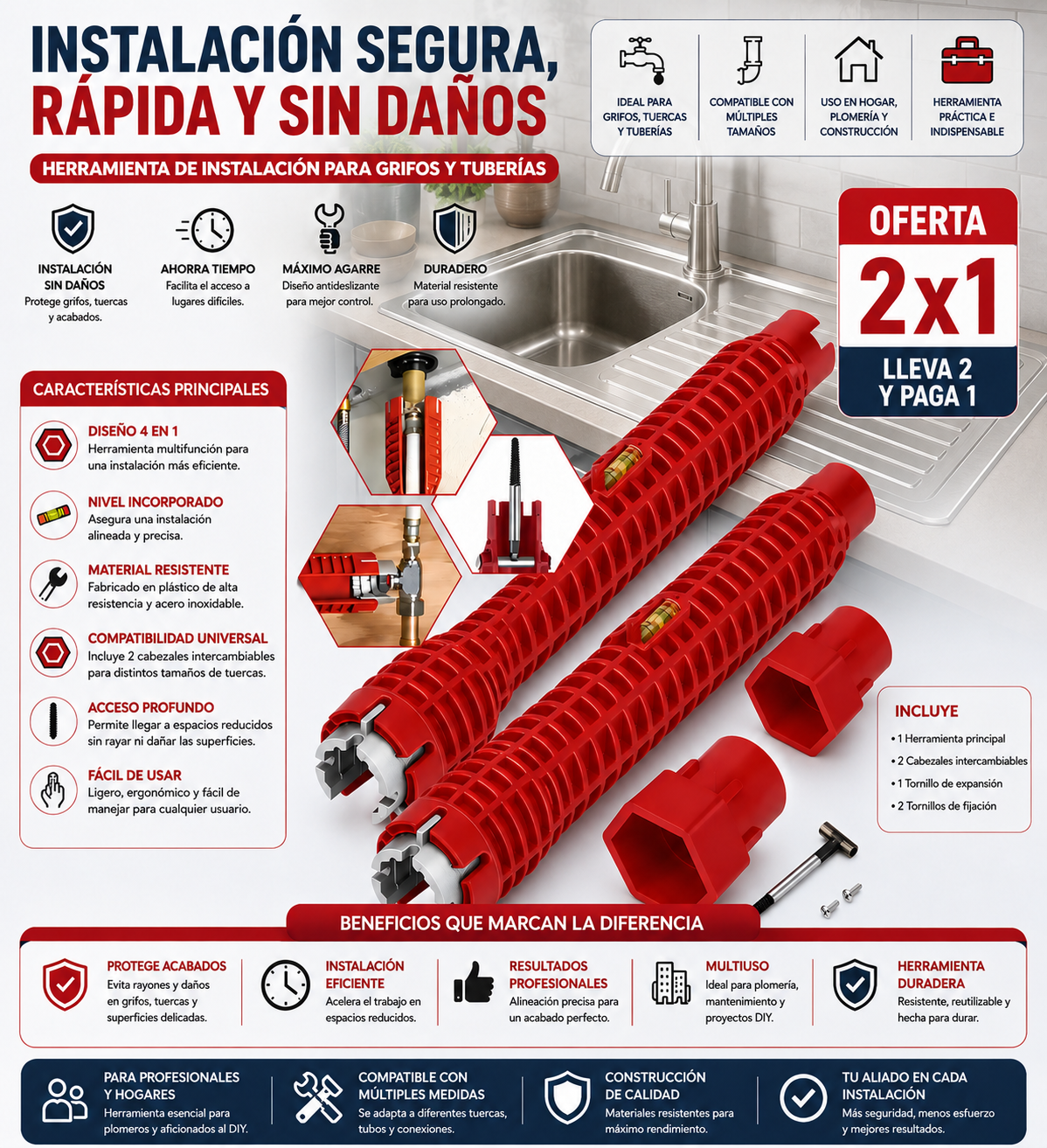 Llave Multifuncional de Gasfitería